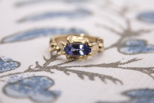 Tanzanite and Diamond Relic Ring