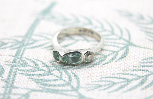 Diamond, Emerald and Green Beryl Relic Ring