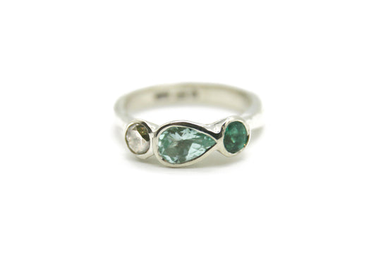 Diamond, Emerald and Green Beryl Relic Ring