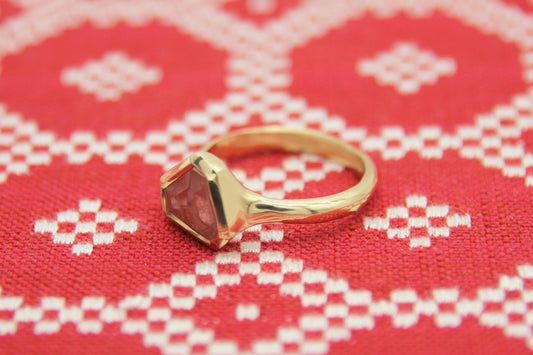 Hexagonal Pink Sapphire Ring